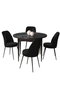 Hanah Home Juego de Mesa y Sillas 5 Piezas Acabado Mármol Negro
